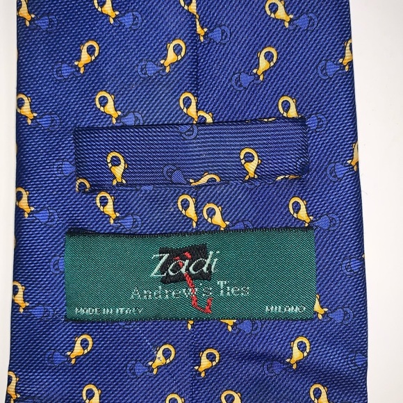 Zadi Andrew's silk tie blue print tie - Picture 2 of 8